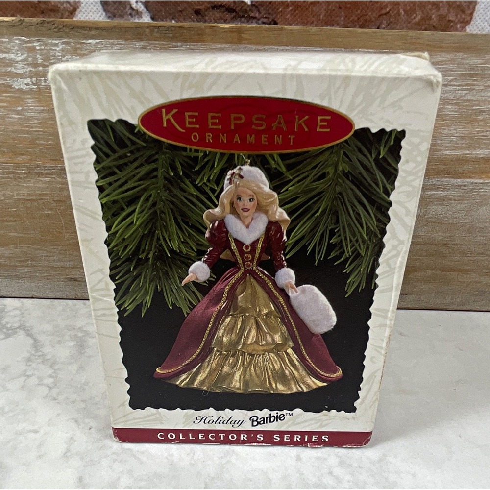 Hallmark Keepsake Holiday Barbie Ornament Dated 1996 Christmas Hanging
